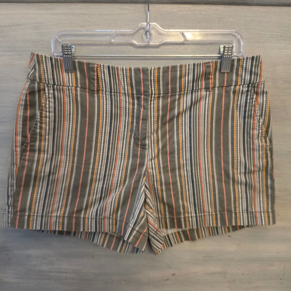 LOFT Outlet 100% Cotton Multicolor Striped Mid Rise Shorts Size 8 Good Condition